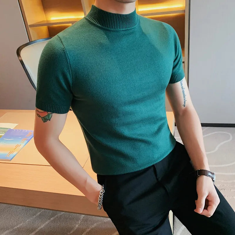 Levoire | Pull Homme Doux À Manches Courtes Vert foncé