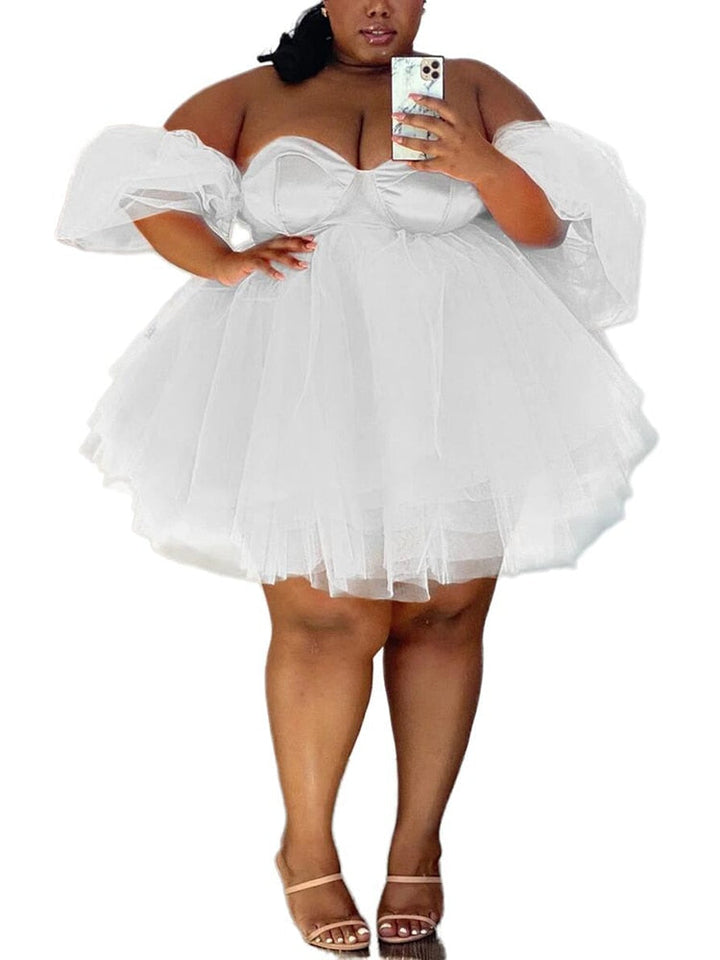 Levoire | Robe Mini Holo Chiffon Sans Bretelles Oversize Blanc
