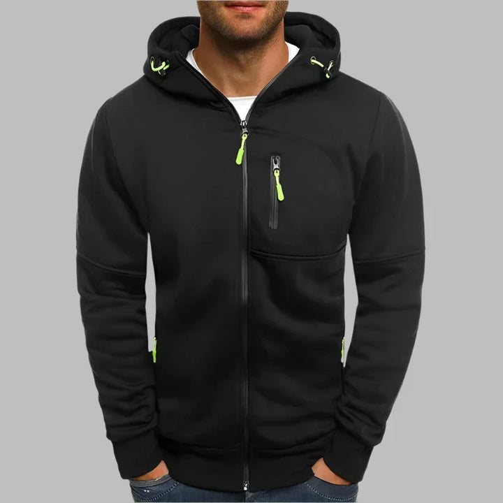 Levoire | Sweat À Capuche Décontracté Pour Hommes Avec Fermeture Éclair Noir