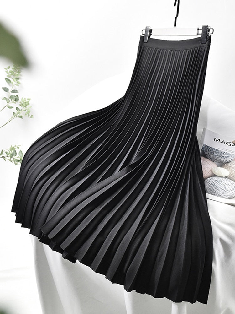 Levoire | Jupe Plissée Élégante Taille Haute Noir