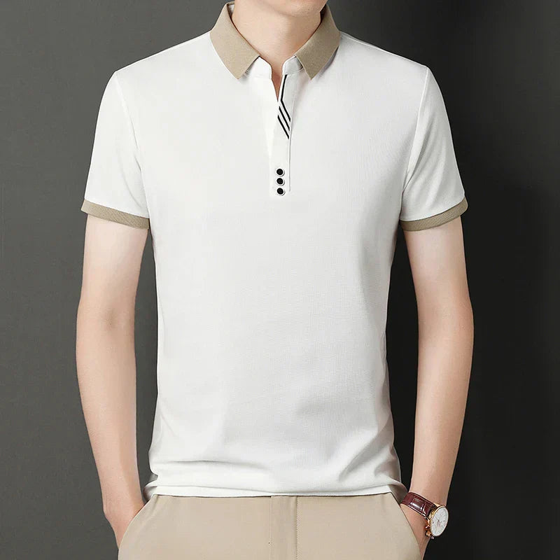 Levoire | Polo Moderne Stylé Pour Hommes Avec Col En V Blanc