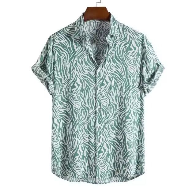 Levoire | Chemise Léopard Élégante Retro Slim Fit Pour Fête Bleu