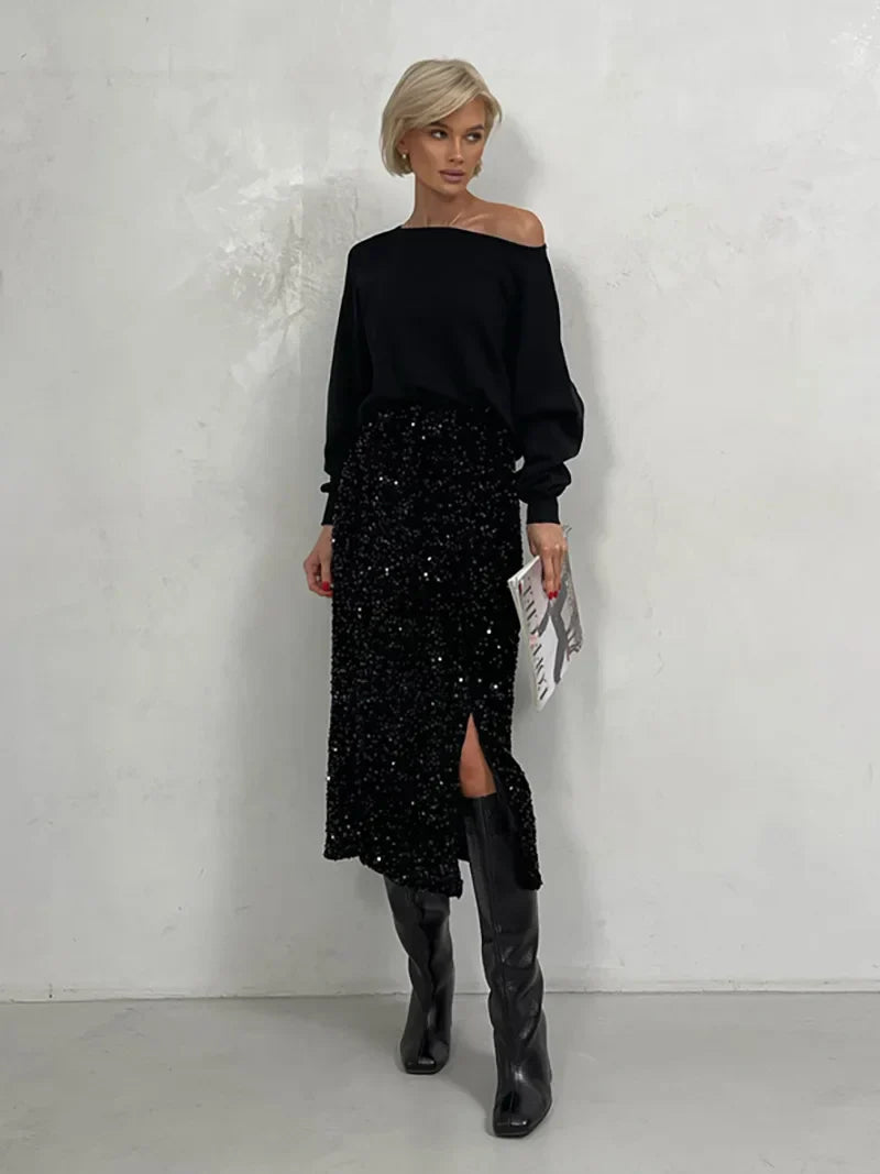 Levoire | Jupe Midi Moderne Tendance Pour Femmes Avec Décolleté