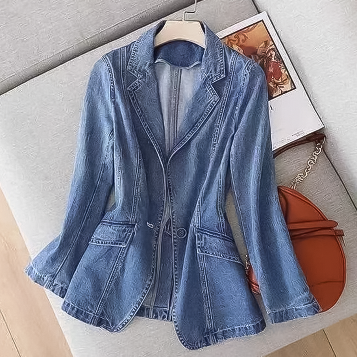 Levoire | Veste En Denim Simple À Manches Longues Avec Bouton