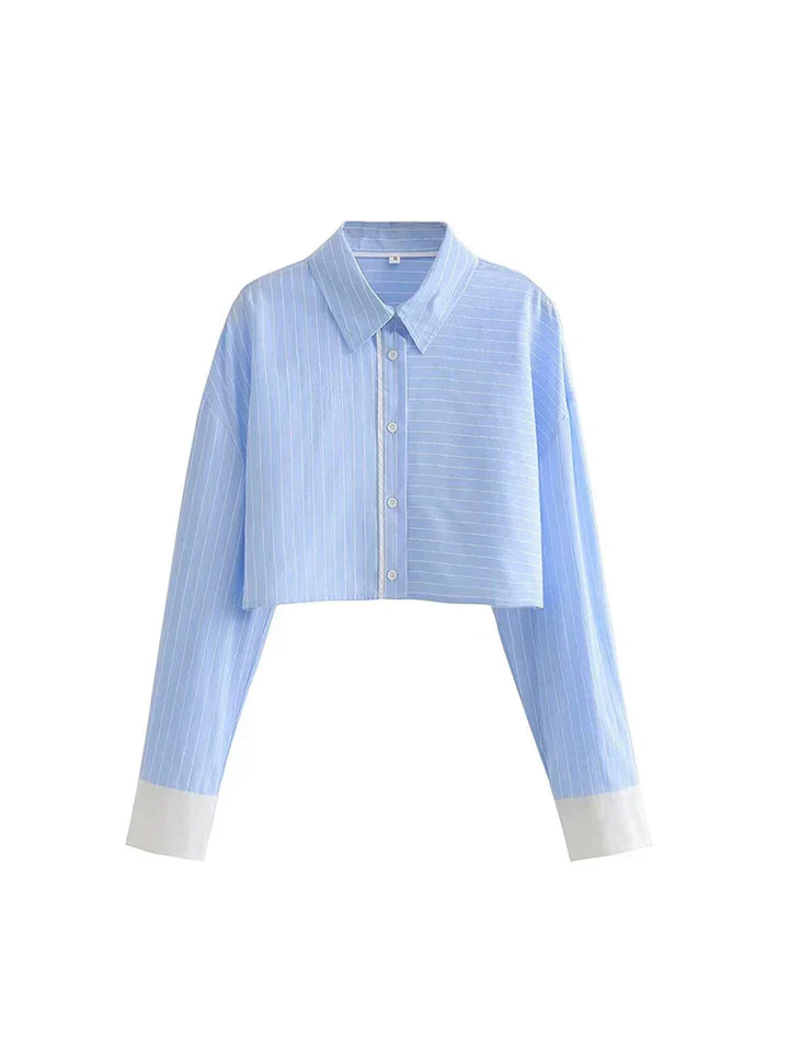 Levoire | Chemise À Manches Longues Rayée Moderne Et Ensemble De Shorts D'Été Pour Femmes