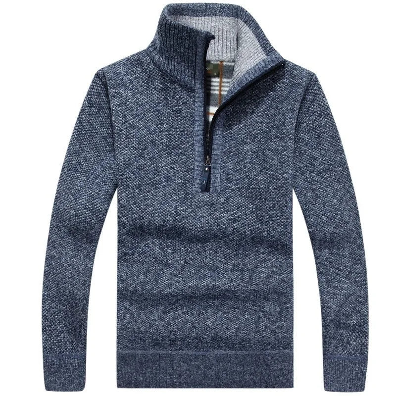 Levoire | Pull en laine à col zippé à manches longues Bleu