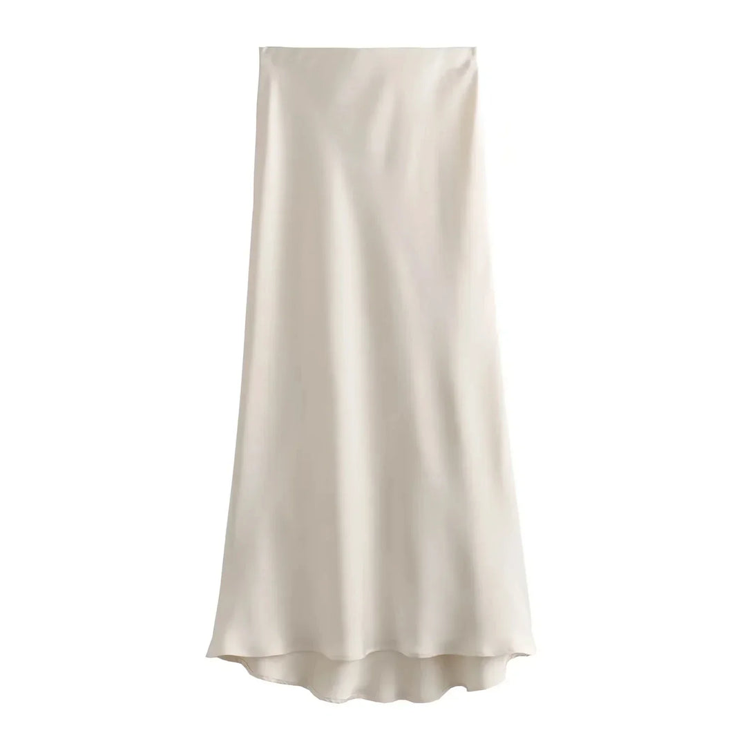 Levoire | Jupe Maxie En Satin Pour Femmes Beige