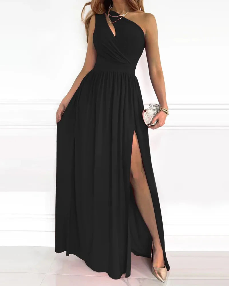 Levoire | Élégant Maxi Robe À Une Épaule Noir