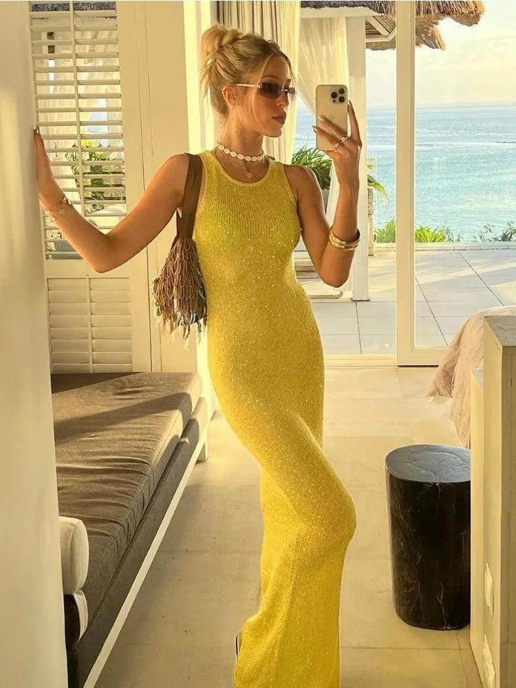 Levoire | Robe longue élégante sans manches à encolure ronde