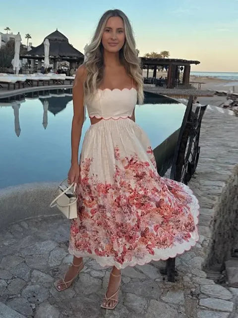 Levoire | Robe D'Été À Fleurs Ondulées Rouge (Quasi épuisé)