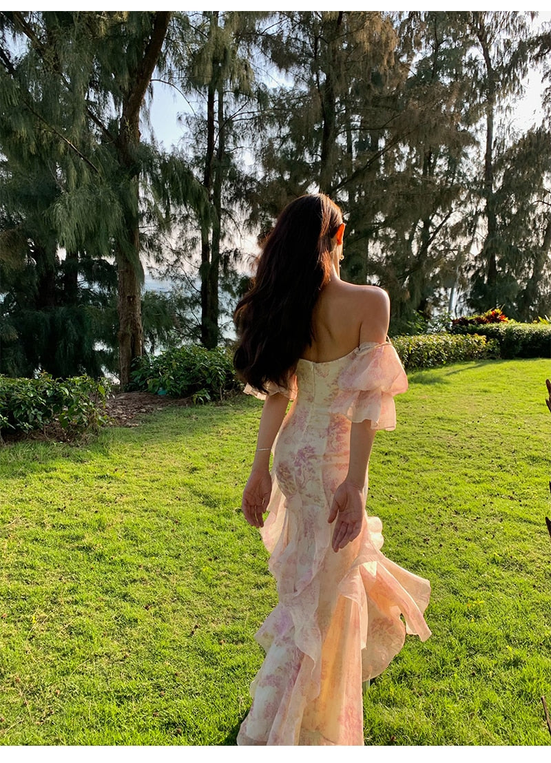 Levoire | Robe Longue Froncée À Épaules Dénudées