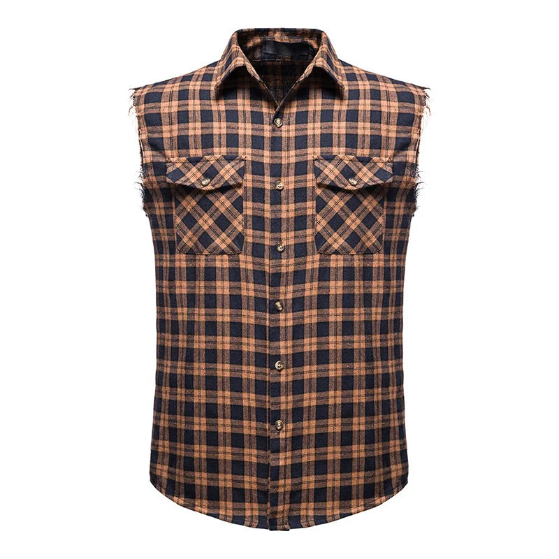 Levoire | Pour Homme Chemise Sans Manches À Pois Sombres Braun
