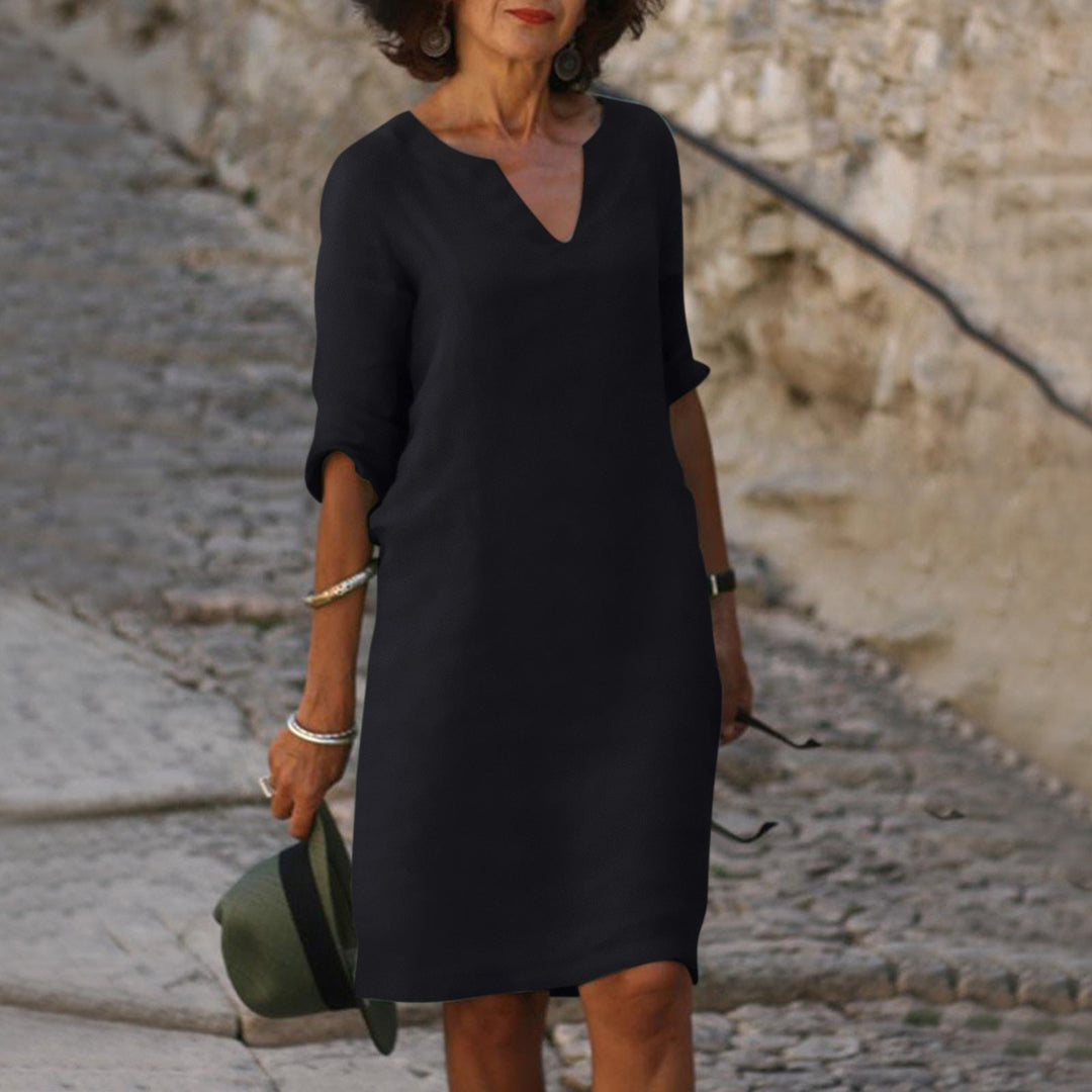 Levoire | Robe À Encolure En V Couvrant Le Ventre Intemporelle Noir