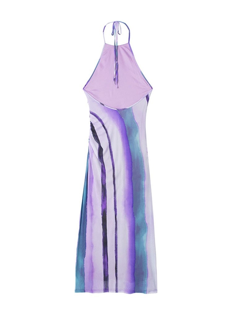 Levoire | Long Striped Tulle Strap Dress