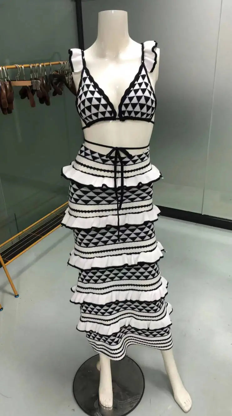 Levoire | Bralette Tricot Ruché Enveloppe Jupe Longue Ensemble