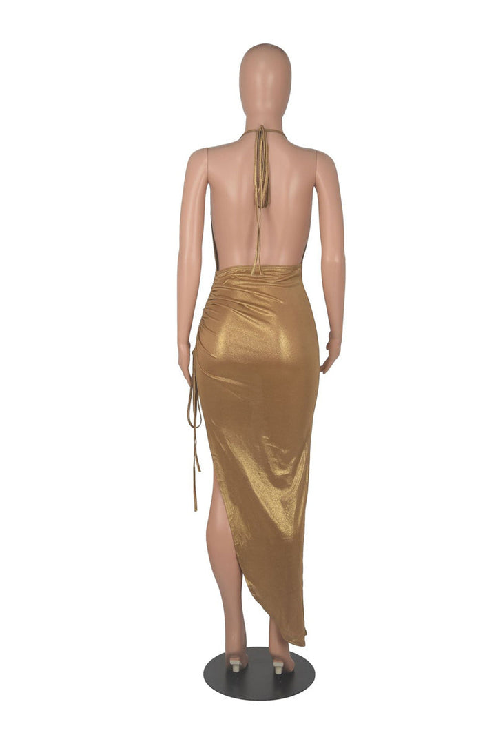 Levoire | Top À Dos Ouvert En Paillettes Fente Haute Robe Froncée Narbinding