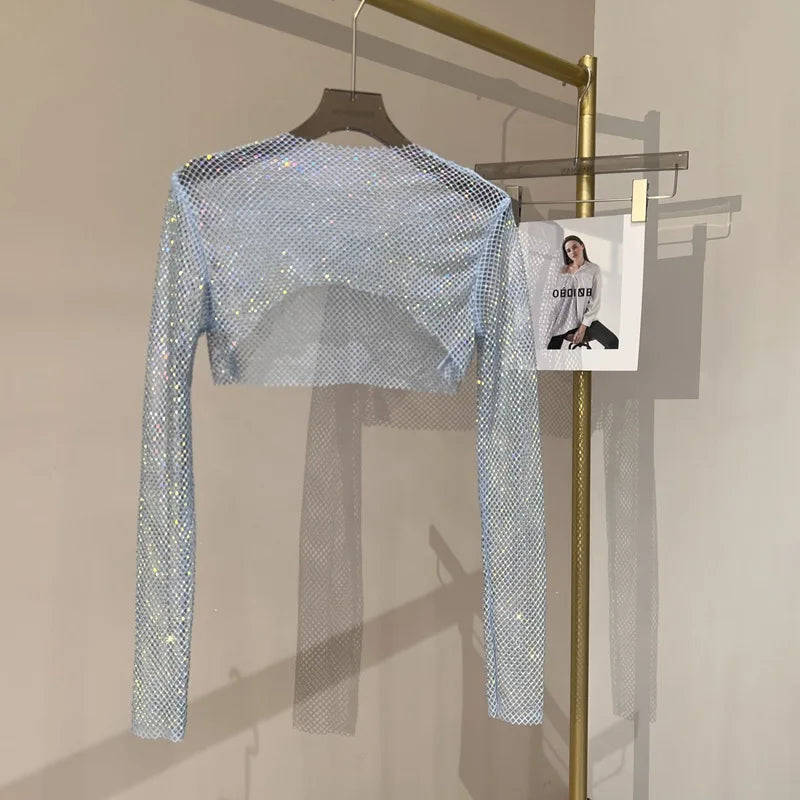 Levoire | Diamond Manches Longues Meshtop Bleu ciel Taille unique