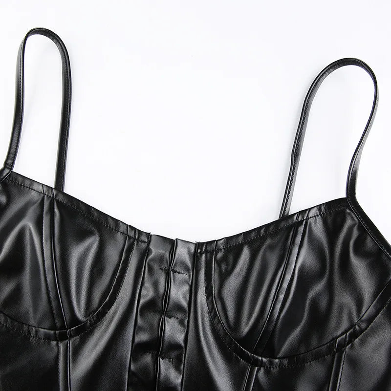 Levoire | Korsatzt Pu Cuir Bustier Crop Top