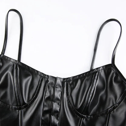 Levoire | Korsatzt Pu Cuir Bustier Crop Top