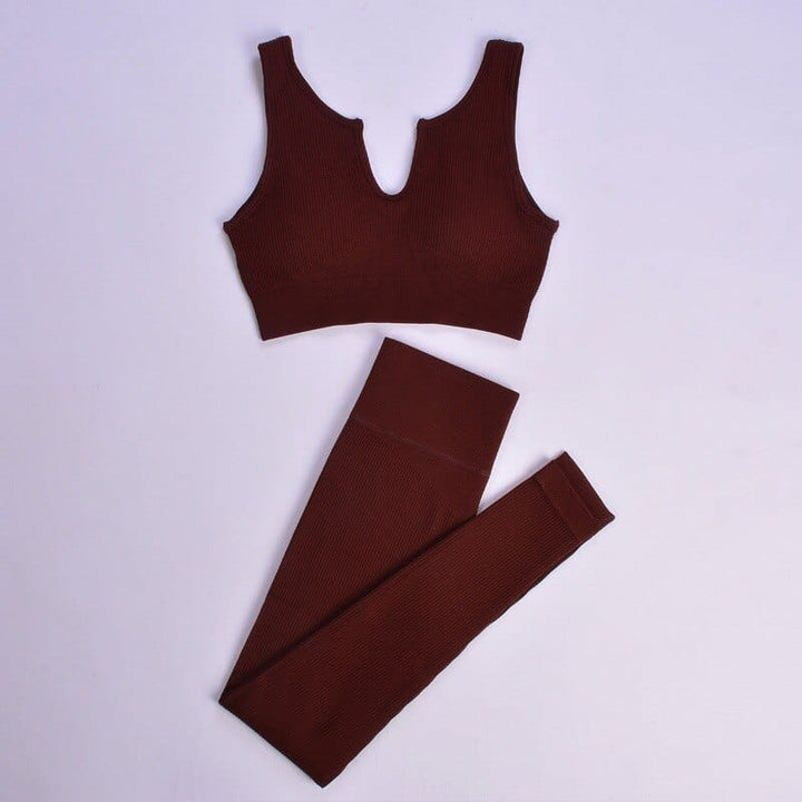 Levoire | Ensemble De Sport Complet Avec Décolleté Décoratif Et Leggings Longs Braun