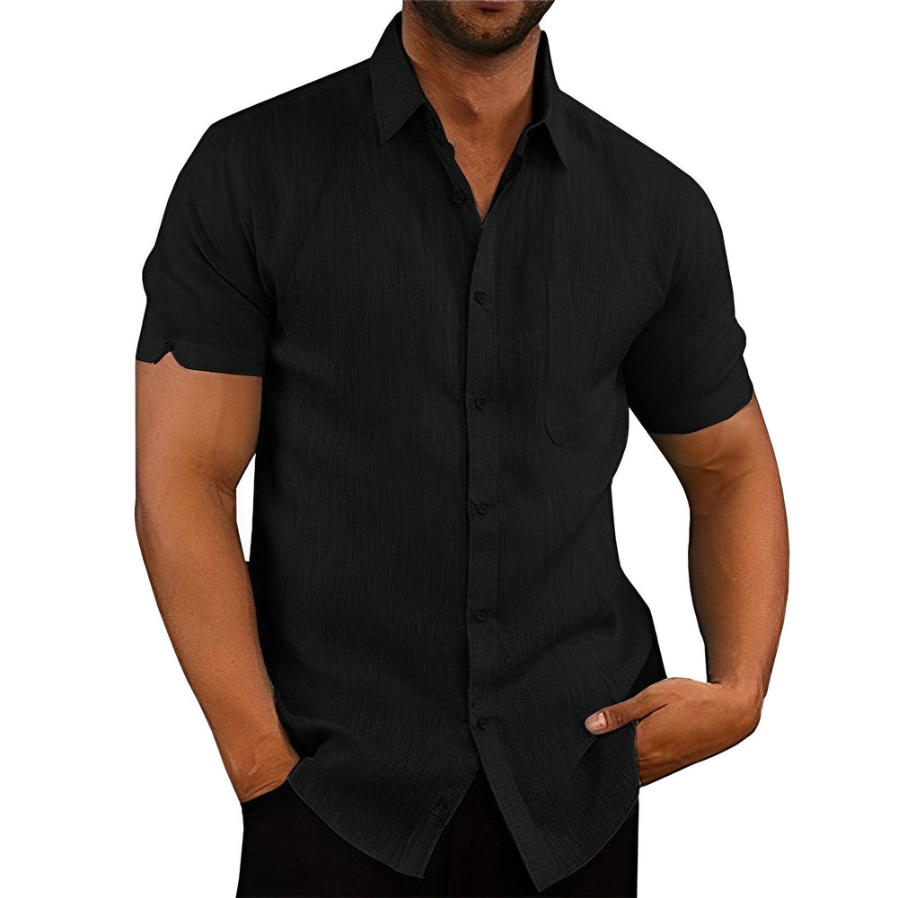 Levoire | Chemise Pour Homme En Lin Élégant À Manches Courtes noir