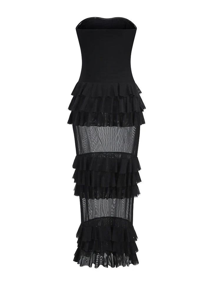 Levoire | Robe Longue Sexy Sans Bretelles Rü Schenschichtungen Patchwork