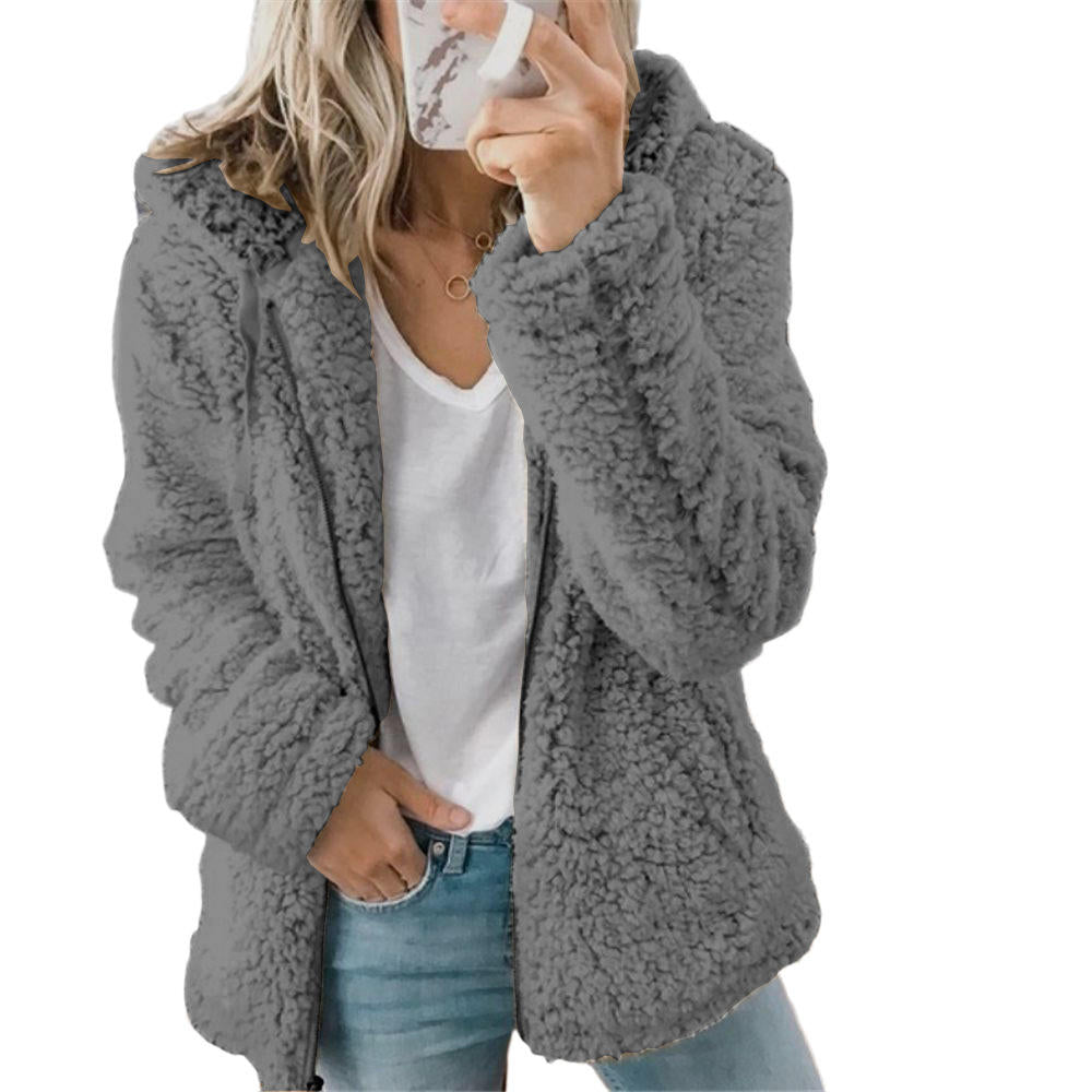 Levoire Mode Femme | Manteau en fourrure élégant en peluche ours : Manteau en polaire doux avec poches et fermeture éclair