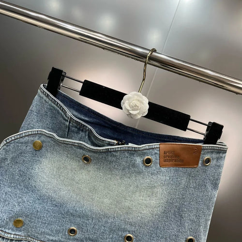 Levoire | Y2K Boucles Métalliques Super Court Mini Jupe En Denim