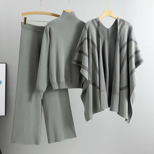 Levoire | Ensemble De 3 Pièces En Tricot Doux Et Confortable Gris