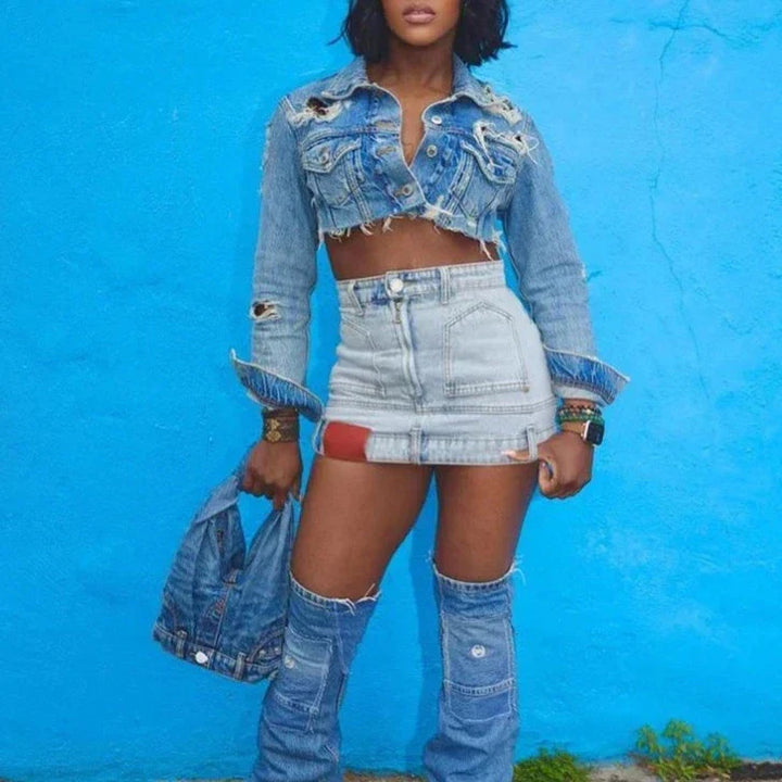 Levoire | Weinlese Denim Y2K Mini-Jupe