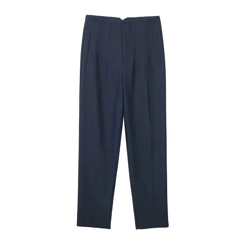Levoire | Pantalon Formelle Taille Haute Bleu Fonce