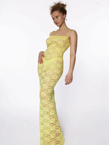 Levoire | Robes Maxi Transparentes Spitz À Épaules Dénudées