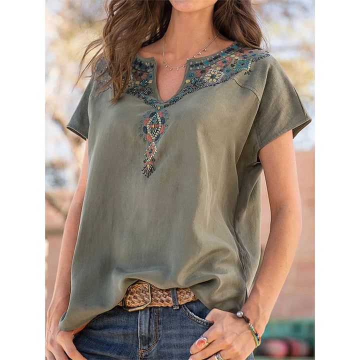 Levoire | Blouse Boho Avec Motif Floral Vert olive