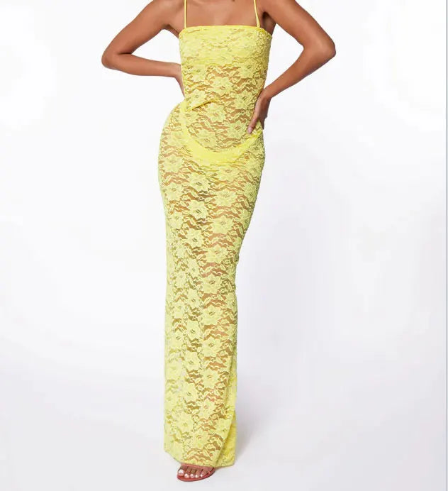 Levoire | Robes Maxi Transparentes Spitz À Épaules Dénudées