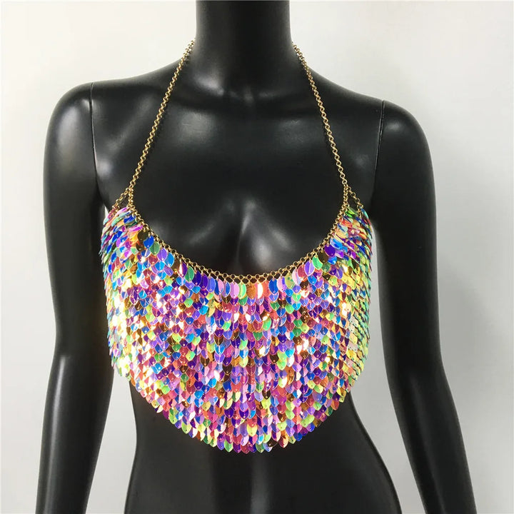 Levoire | Top Court À Sequins Métalliques Scintillant Bunt Taille unique