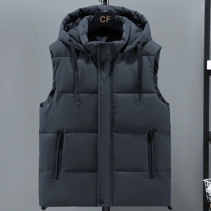 Levoire | Gilet Pour Hommes Premium Matelassé Avec Capuche Gris