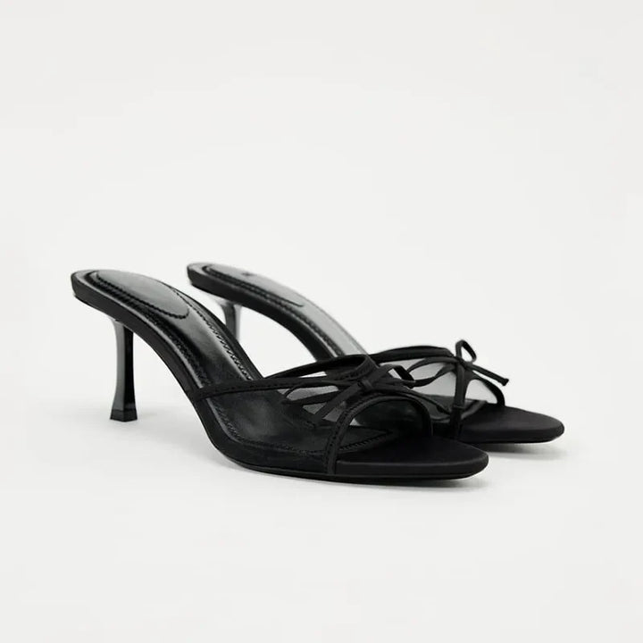 Levoire | Chaussures À Talons Hauts Avec Lacets Et Motif Léopard Noir