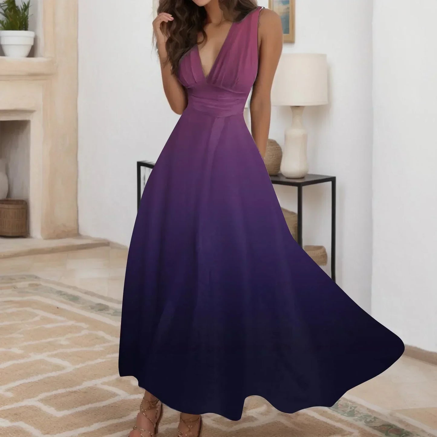 Levoire | Robe Maxi Off-Shoulder Élégante Avec Décolleté V Profond Lilla