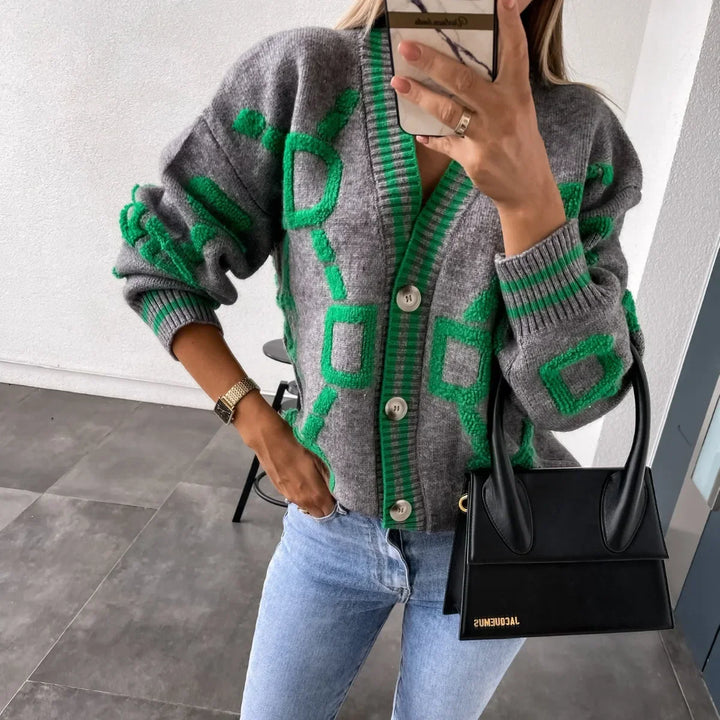 Levoire | Veste Tricot Tendance Avec Design Géométrique