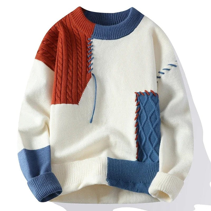 Levoire | Utrecht - Pull En Tricot Patchwork Rouge
