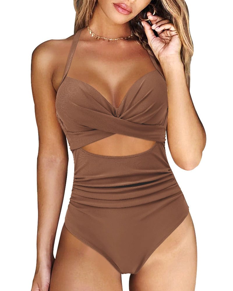 Levoire | Un Bikini Une Pièce Avec Décolleté Braun
