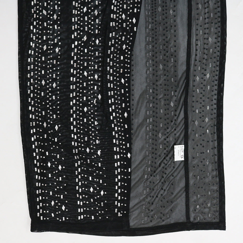 Levoire | Cristal Épaule Haut Fente Latérale Maxi Robes