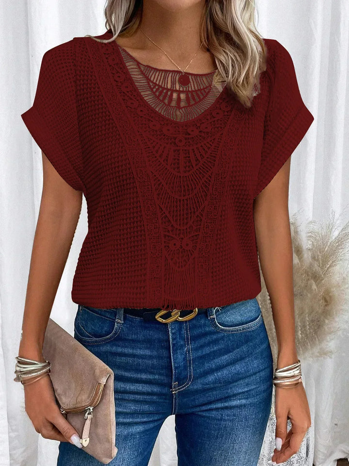 Levoire | T-shirt casual avec dentelle Rouge vin