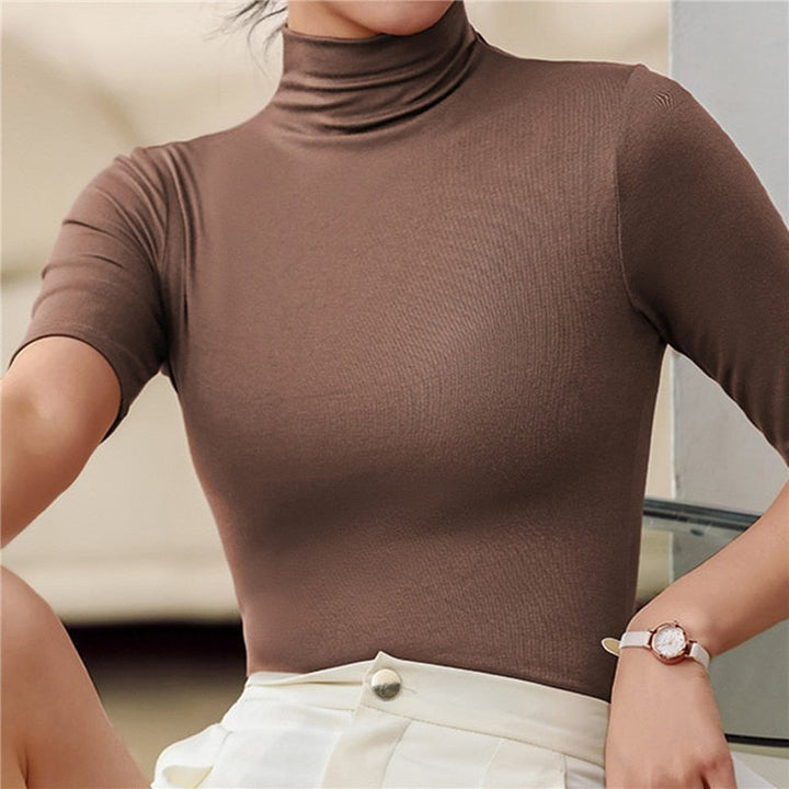 Levoire | Pull Élégant Pour Femme - Col Roulé Marron