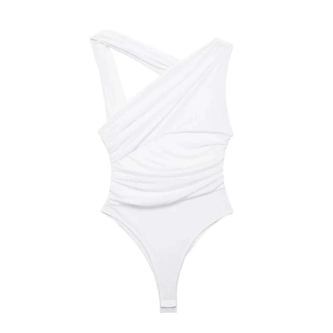 Levoire | Body Sans Manches Été Ajusté Imprimé Pour Femmes Blanc