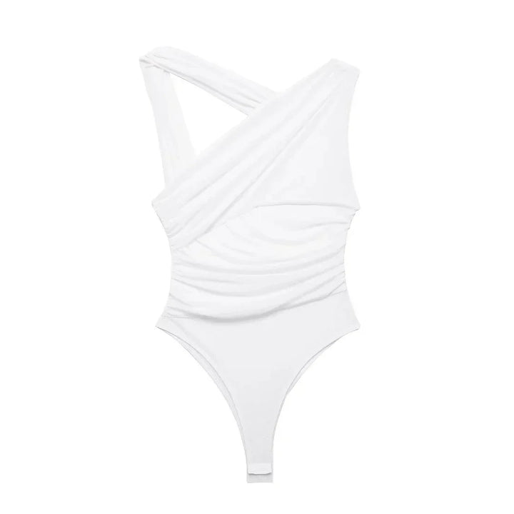 Levoire | Body Sans Manches Été Ajusté Imprimé Pour Femmes Blanc