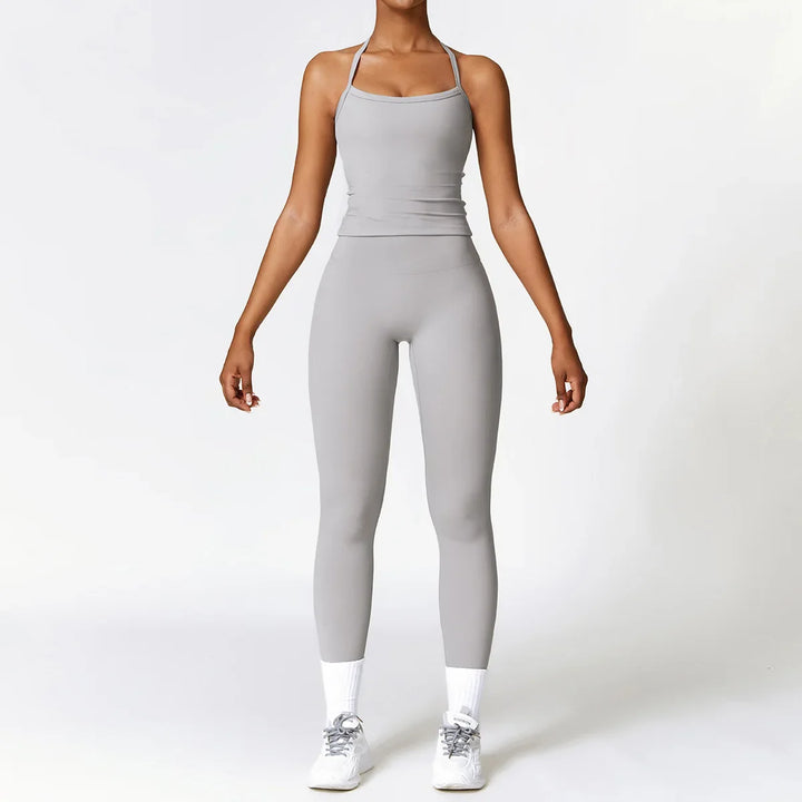 Levoire | Ensemble De Vêtements D'Intérieur Leggings Taille Haute Et Top À Bretelles Gris