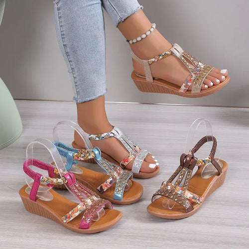 Levoire | Botte Plate Bohémienne Strass Pour Femmes