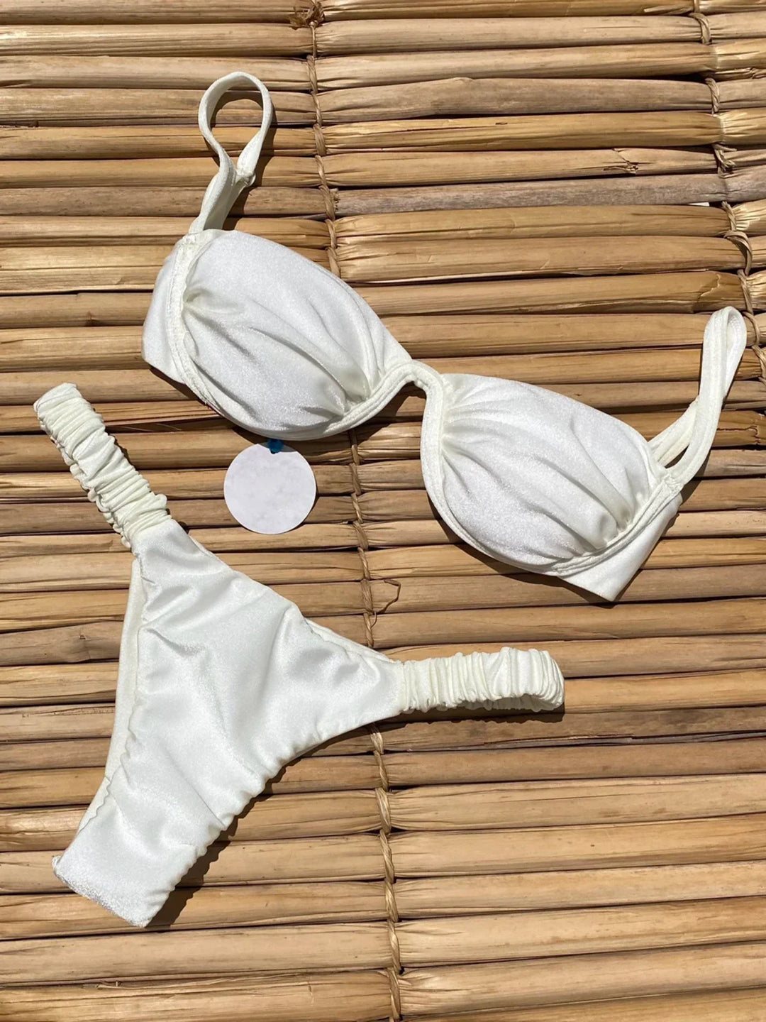 Levoire | Deux Pièces Short De Bain Avec Fronces Décoratives Blanc