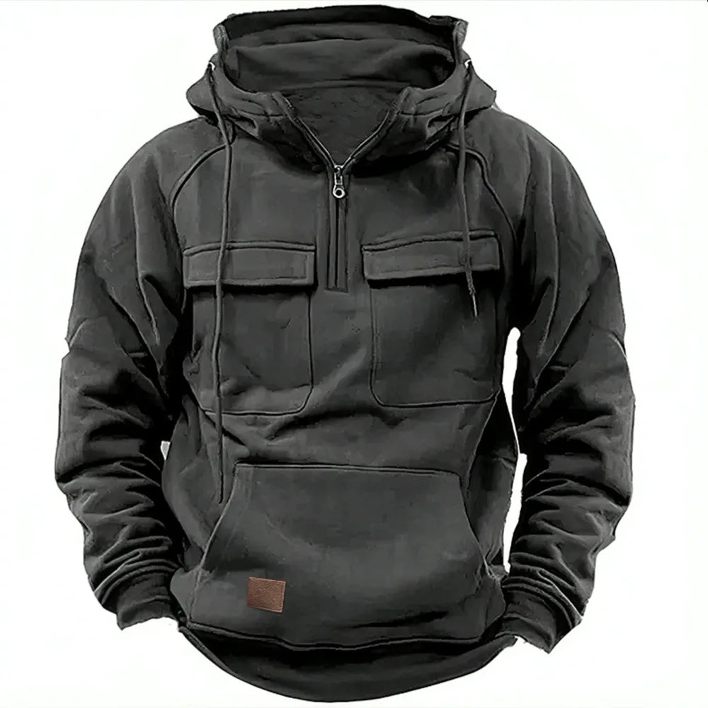 Levoire | Sweat à Capuche à Manches Longues et Poches Zippées Gris